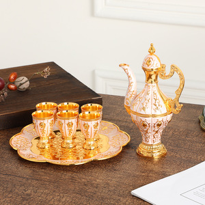 ชุดไวน์วินเทจหรูหราสไตล์ไลท์ลักชัวรี่, ชุดขวดเหล้าโลหะสำหรับงานแต่งงาน, ชุดแก้วไวน์สไตล์ยุโรปตกแต่งแบบแปดชิ้น - Product Image 4