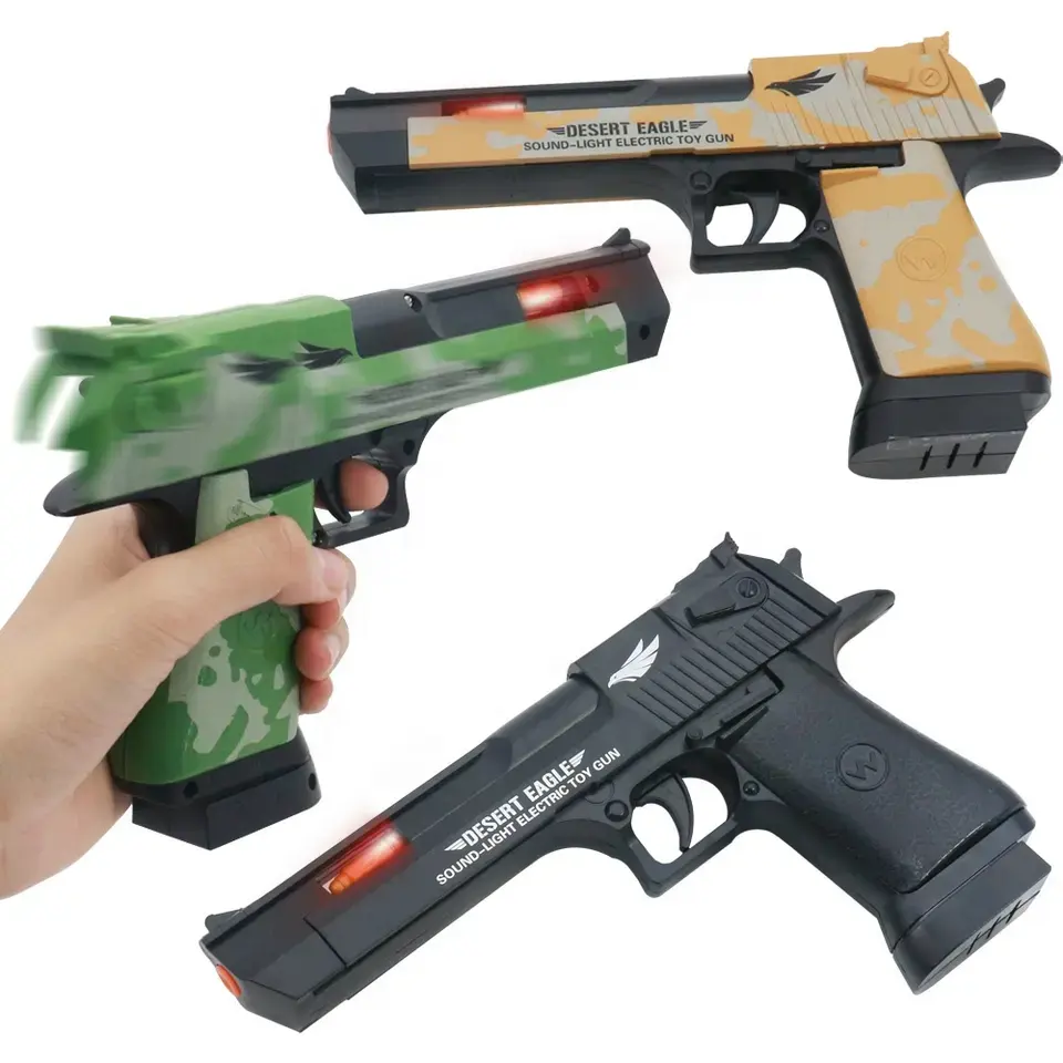 2023 Hot Selling Eco-Friendly Plastic Projection Light Toy Gun Fireworks Desert Eagle Toy Gun Projection Flash Light Toy Guns