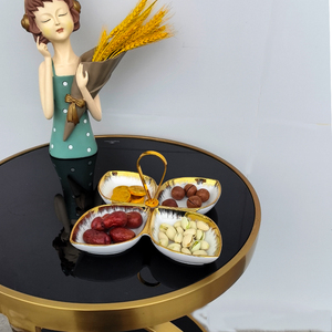 Piatto di caramelle in ceramica piatto di frutta secco con decorazione per bordo in oro piatto di frutta secca piatto di frutta - Product Image 5