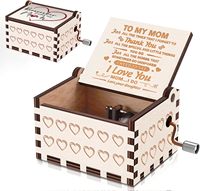 Nouvelle Arrivée - Boîte à Musique en Bois Personnalisée à Manivelle, Gravée au Laser - Style Artisanat Populaire Écologique, 10 Secondes de Durée Sonore