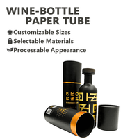 Emballage personnalisé en tube de papier noir et or écologique pour bouteilles de vin, de whisky et de spiritueux