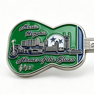 Custom Metal Guitar-Shaped Dual-Sided Hard Enamel Commemorative Challenge Coin-Memphis Nashville Souvenir - Product Image 6