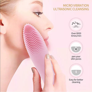 Silicone Facial Cleansing Brush USB Rechargeable Vibrating <b>Massage</b> Face Cleaner Portable Electric Skin Care <b>Tool</b> - Product Image 5