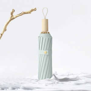 Doux <span class=keywords><strong>vent</strong></span> 16 os semi-automatique pli <span class=keywords><strong>parapluie</strong></span> femmes classique manche en bois noir revêtement tempête Protection extérieur voyage Logo - Product Image 5