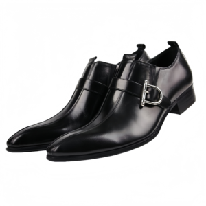 Chaussures en cuir véritable noires pour hommes, modèle 2026, dernière version améliorée, pour mariage et tenue de cérémonie - Product Image 1