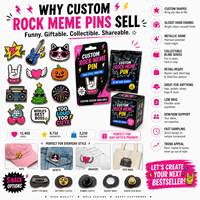 Pins en émail personnalisés, émail souple ou dur, badges métalliques, motifs Rock, Meme, Dessin animé, Paillettes, en sachet surprise, vente en gros, pour décoration de chapeaux et sacs à dos