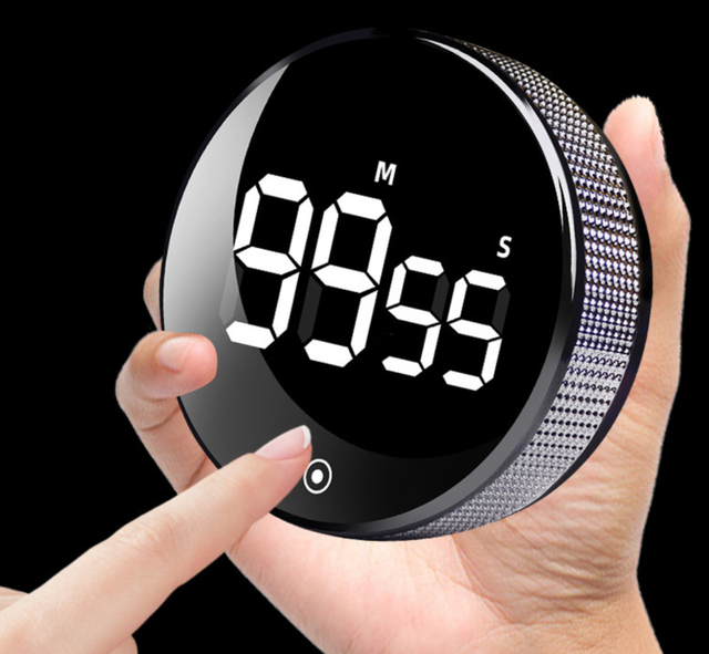 Large LED Display Rotatable Countdown Magnetic Cooking Timer Round Black Digital Kitchen Timer