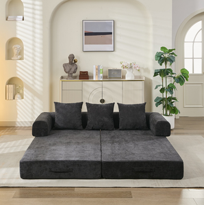 Comfy Modern Convertible Reclining <b>Foldable</b> Mattress <b>Sofa</b> <b>Bed</b> with Armrest Chenille Upholstery for Living Room - Product Image 5