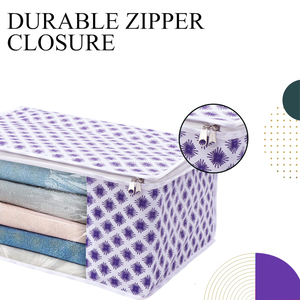 Pochette Saree fleur bleue étoile housse de travail Saree pour femmes en prix de gros sac de rangement Saree transparent de haute qualité - Product Image 2