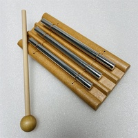 Wholesale Natural Healing Crystal Gemstone Percussion Instrument 1-3 Tone Meditation Wooden Chimes Hand Bell Mallet Decoration