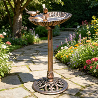 Promotion : Bain d'oiseaux d'extérieur avec support, mangeoire à oiseaux en plastique style antique pour oiseaux sauvages, décoration de jardin