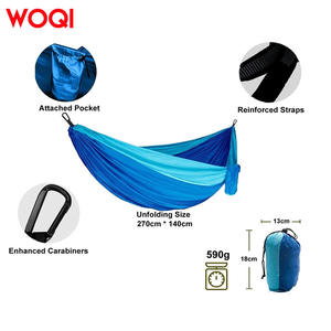 Hamaca de Nailon para Exteriores Woqi 210T, Hamaca Portátil Doble e Individual para Acampar, Viajar y Hacer Senderismo - Product Image 4