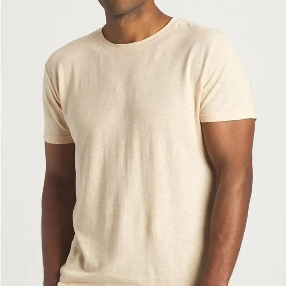 Kenevir giyim üreticisi T Shirt özel çevre dostu baskı T-Shirt kenevir sürdürülebilir Tshirt erkekler için