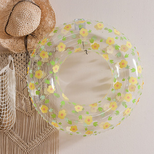 Bouée de bain gonflable transparente pour bébé avec motif floral, double airbag, pour utilisation en piscine pour enfant - Product Image 2