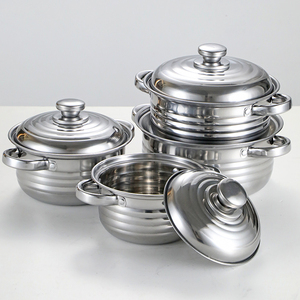 Lot <span class=keywords><strong>de</strong></span> 8 casseroles et poêles en acier inoxydable <span class=keywords><strong>de</strong></span> 16-22 cm, durables, antiadhésives, compatibles induction, pour nouilles, vente en gros usine - Product Image 1