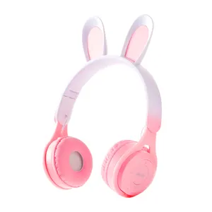 渐变颜色兔耳耳机支持儿童和成人游戏耳机耳机