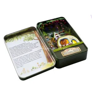 Caja de hojalata para niños, luz en miniatura de madera con Control de voz inteligente, de buena calidad, Diy
