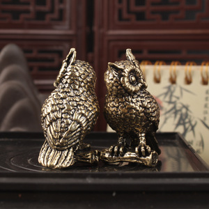 Brass Owl Figurine Solid Animal Sculpture Home Decoration <b>Desktop</b> Ornament Tea Pet Gift Souvenirs - Product Image 2