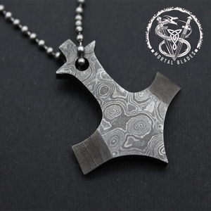 Collar con Colgante de Acero de Damasco Hecho a Mano, Hermoso Colgante de Acero de Damasco Hecho a Mano - Product Image 2