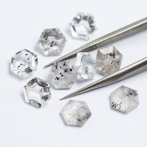 <span class=keywords><strong>Diamant</strong></span> Hekimer naturel, taille ovale 7x7mm, <span class=keywords><strong>pierre</strong></span> <span class=keywords><strong>précieuse</strong></span> noire avec jeu de couleurs pour la création de bijoux - Product Image 4