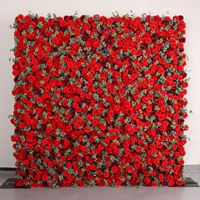 Fond de tissu de rose artificielle fleur rouge mur extérieur décoration de mariage fond mur hôtel décoration de scène
