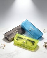 Étui à lunettes portable en PVC transparent avec bouton-pression, étui à lunettes imperméable pour les voyages
