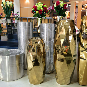 Hiện đại trang trí nội thất sàn lớn bình/lớn cao Chrome trồng trong nhà/chậu hoa cho trang trí nội thất - Product Image 6