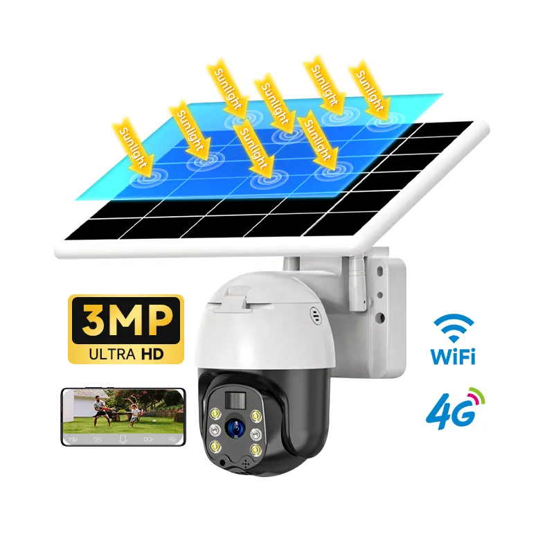 4G Sim Card Solar Energy Cameras Security Solar Dome Camera