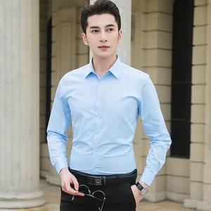เสื้อเชิ้ตสีขาวแขนยาวเข้ารูปสำหรับผู้ชายเสื้อเชิ้ตธุรกิจสำหรับฤดูใบไม้ผลิฤดูใบไม้ร่วงสีพื้นอเนกประสงค์ - Product Image 4