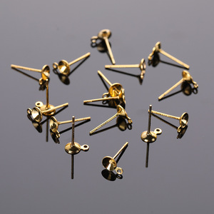Earring <b>Posts</b> With Bowl Backs 925 Silver Plated Copper For Pearl Earrings Jewelry Findings Components <b>Round</b> Geometric Style - Product Image 2