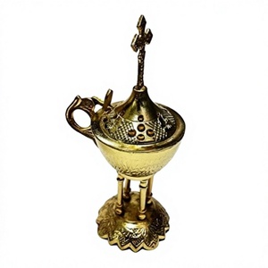 Brûleur d'encens en laiton avec croix sur le dessus, fait main, religieux, pour l'Église orthodoxe orientale, diffuseur d'arômes Bakhoor pour la maison, toutes saisons - Product Image 1