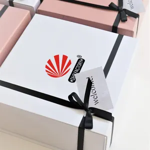 Fabrik-Großhandel kundenspezifisches Logo schwarze magnetische Klammerboxen mit Band und Druck luxuriöse Geschenkverpackung für Kleid