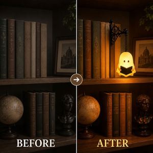 Ghost Bookshelf <b>Lantern</b> Library <b>Mini</b> Bookshelf Lamp-Cute Hanging LED Nightlight 3500K Warm White Halloween Vintage - Product Image 5