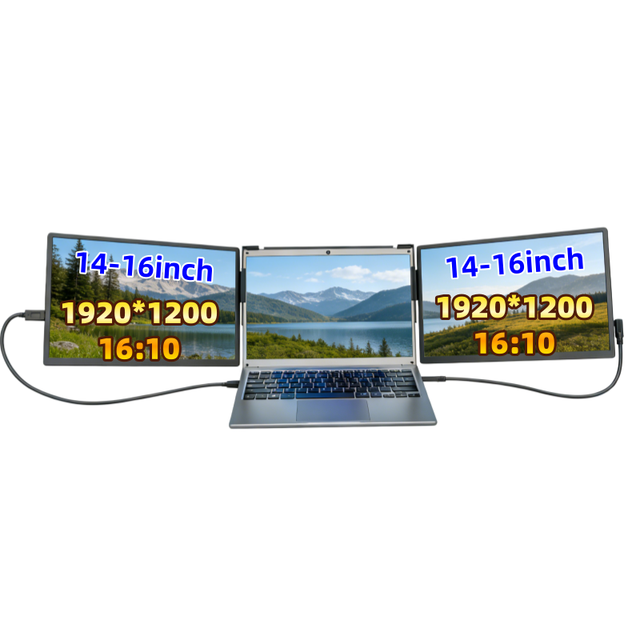 OEM LOGO 14 15.6 16 Inch Portable Monitor Dual Triple Quad Displays Screen Laptop Type C USB Laptop Gaming Monitor Extension