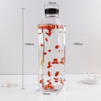 Bouteille en plastique vide de 1000 ml avec bouchon à vis carré pour jus frais, eau et boissons – Vente en gros OEM/ODM à prix abordable