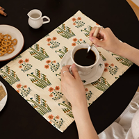 Set de table rétro en coton imprimé floral, lavable, double face, pour la vente en gros et la décoration intérieure
