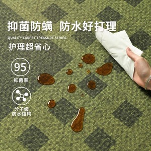 Alfombra de Salón Verde a Cuadros, Rectangular, Resistente a las Manchas, de Fibra de Poliéster, para Uso Doméstico - Product Image 1