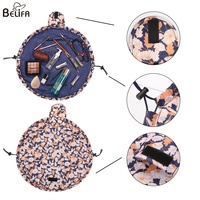 Pochette de maquillage de voyage Portable, organisateur cosmétique, sac de maquillage plat et paresseux à cordon