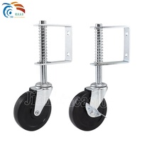 Roue pivotante robuste en fer et caoutchouc de 100 mm (4 pouces) avec ressort pour mobilier industriel et portails