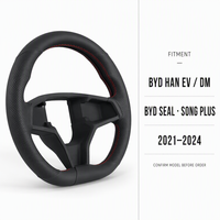 Housse de volant en cuir perforé sur mesure pour BYD Han Seal Song Plus 2021-2024, respirante, antidérapante, accessoire intérieur