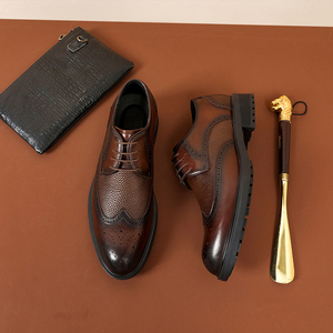 Zapatos Casuales de Cuero para Hombre, Estilo Ejecutivo, Cuero de Primera Calidad, Suela Gruesa, Estilo Británico, Sin Cordones - Product Image 6