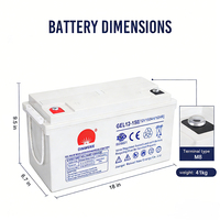 Batterie gel scellée à décharge profonde 12V 150Ah 200Ah 100Ah pour stockage d'énergie solaire, système d'alimentation de secours UPS, système solaire, centre de données