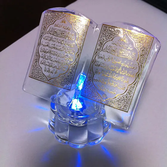 Marco islámico de cristal religioso, cristal Corán, artesanías, regalos