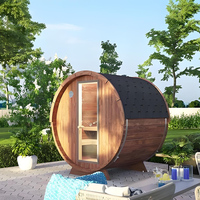 Tonneau de cèdre au design moderne pour 6 personnes, sauna extérieur, villa, bois de pruche traité thermiquement avec fonction de vapeur humide pour un usage médical