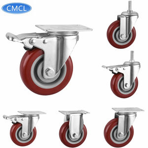 CMCL Roulettes pivotantes rouges à usage moyen de 4 pouces avec frein Roue de chariot industriel Roues verrouillables <span class=keywords><strong>Rode</strong></span> - Product Image 1