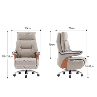 Chaise de bureau de direction de luxe avec repose-pieds, chaise de patron ergonomique inclinable en cuir, chaise pivotante à dossier haut pour ordinateur de bureau
