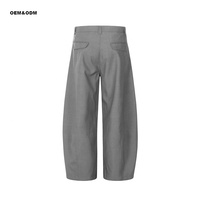 Celana panjang pria, celana panjang kancing longgar ritsleting Fly Streetwear warna Solid layanan olahraga OEM