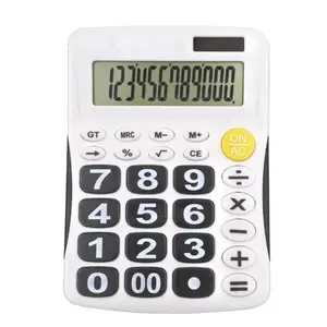 Witte calculator met kleur grote numbes knop dual power 12 cijfers display calculator voor kantoor