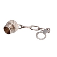 Connecteur de câble moulé mâle DIN Bairui M12, contact en cuivre, alimentation IP67, 12V 1.5A, avec capuchon d'étanchéité et fixation par chaîne de protection