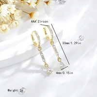 Joyería de moda Pendientes de circón blanco chapado en oro de 14K Pendientes de latón Pendientes de plata esterlina que conservan el color al por mayor